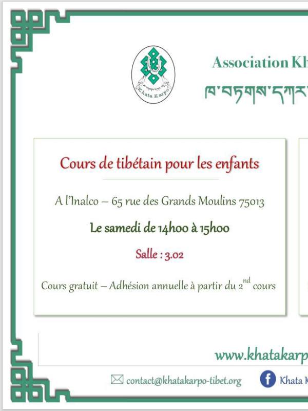 Cours de tibétain enfants -  cours de français parents